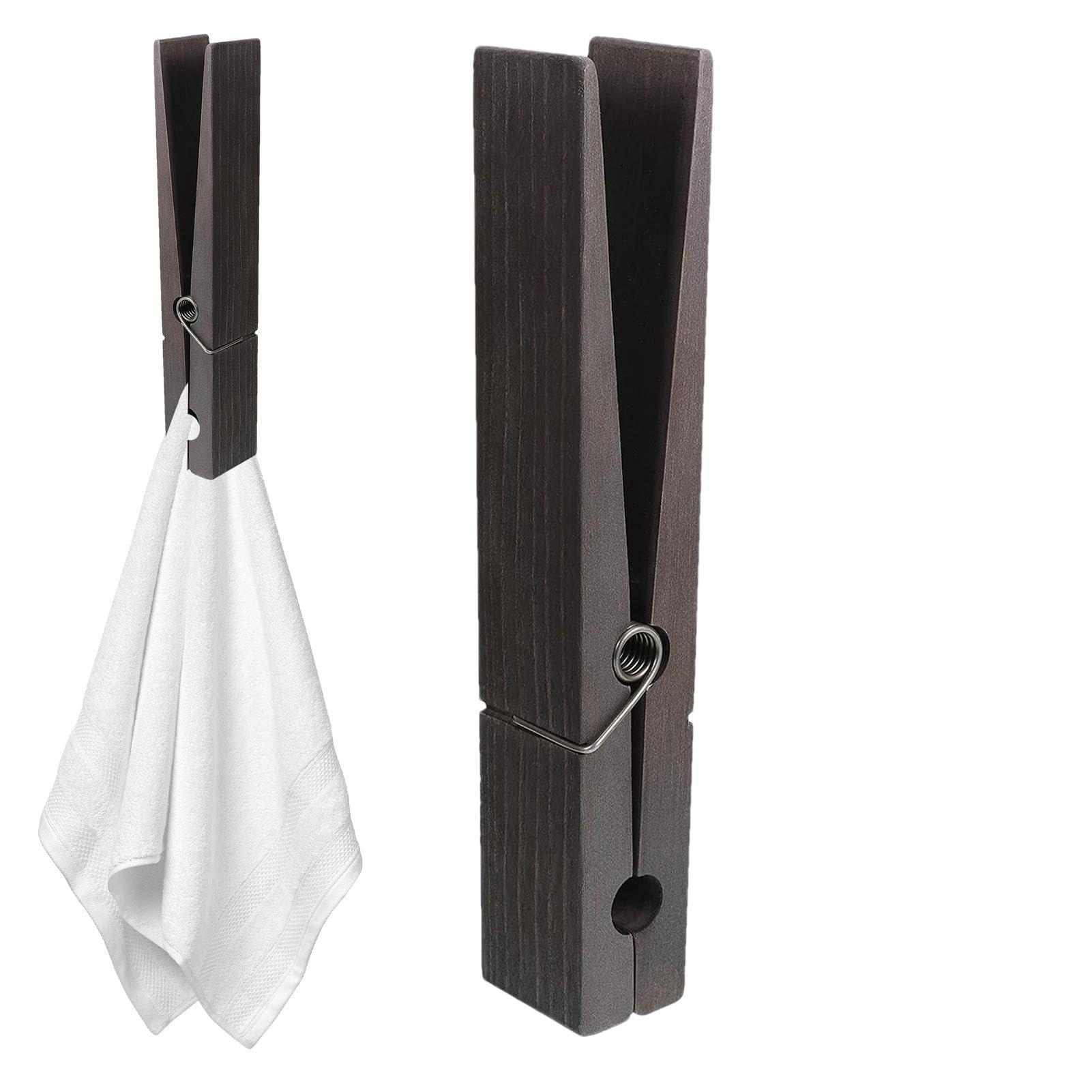 Wooden Peg Look - Lightweight Towel Rail Clips | Decorative Giant Clothes Peg Open Towel for Bathroom for Living Room Laundry Giant Clothes Pegs