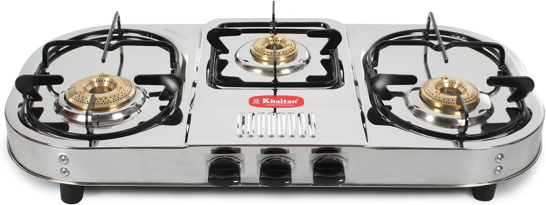 Elica 3 Burner Stainless Steel Gas Stove (INOX 753 SS), Manual, Silver