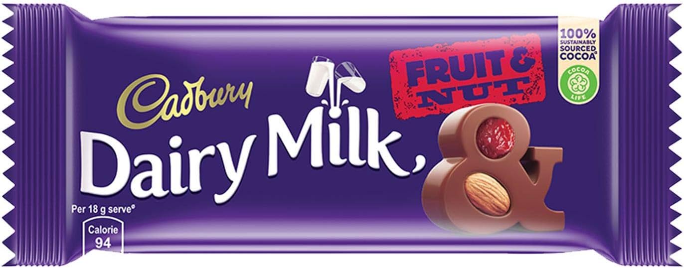 Cadbury Dairy Milk Fruit and Nut Chocolate Bar, 38Gm