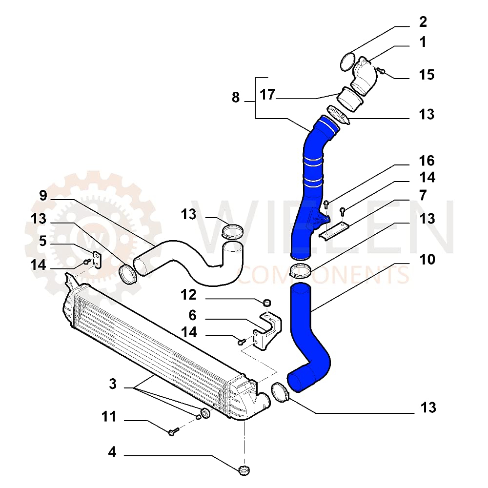 MANICOTTO INTERCOOLER COMPATIBILE CON TUBO TURBO ARIA FIAT SEDICI SUZUKI SX4 1.9 1366079j50