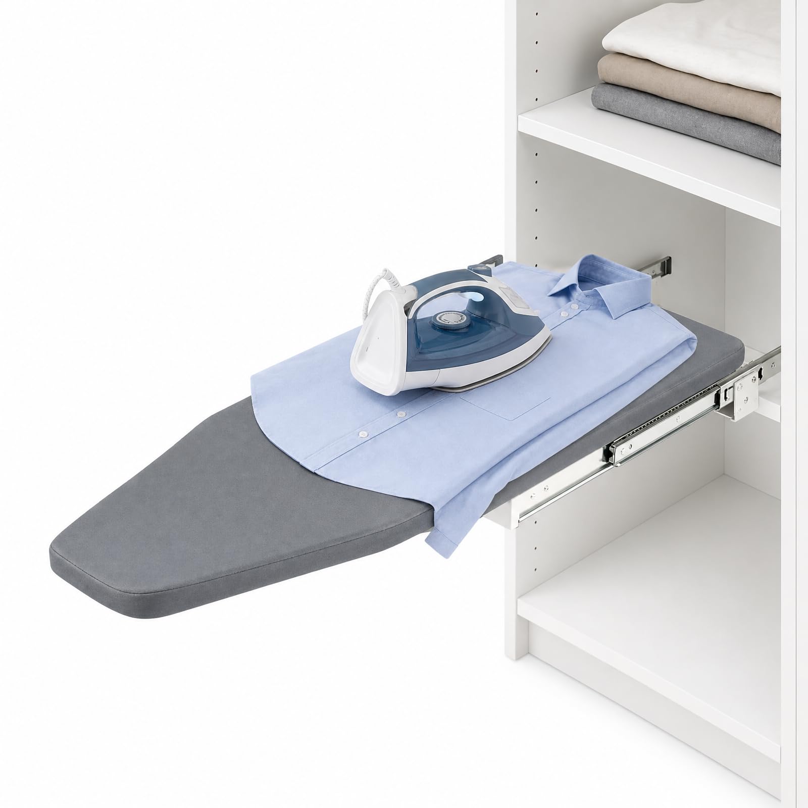 Tabla de planchar extensible giratoria de 180°, plegable, con plancha, para casa y lavandería