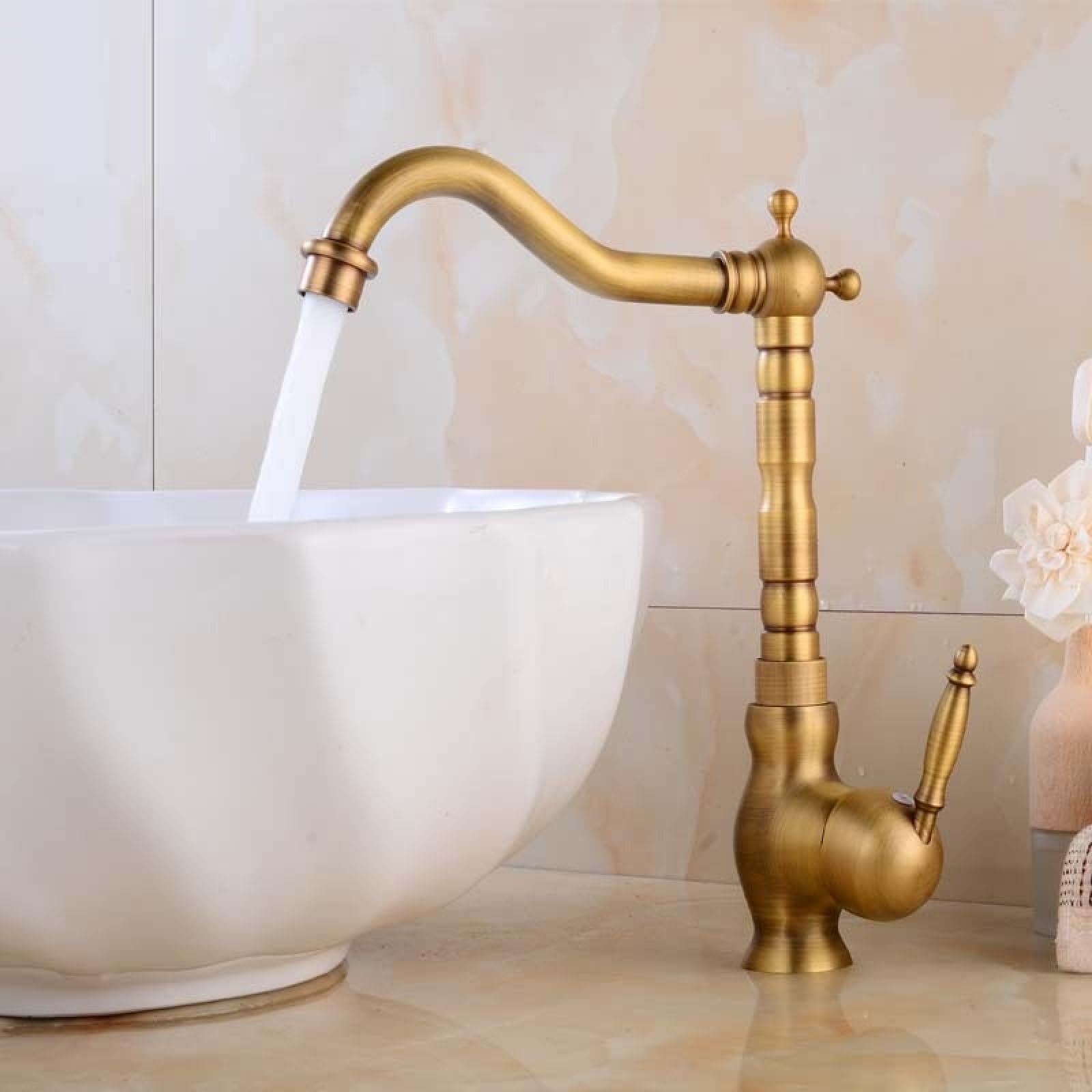Fanjubei Average And High Bathroom Brass Basin Hot And Cold Water Faucet, Standard Height