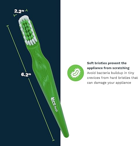 Miniatura 5 de TCS Cepillo de cerdas suaves frescas para dentaduras postizas, retenedores y alineadores, fabricado con cerdas de nailon Dupont de primera calidad