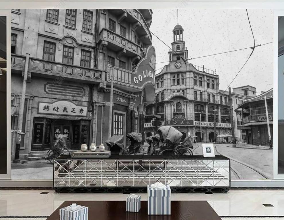 Papier peint intissé Shanghai rétro mural 150x105 cm pour salon - 2