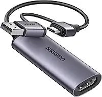 UGREEN Placa de captura Full HD 1080P 60FPS HDMI para USB A/Tipo C Placa de captura de vídeo 4K para streaming, gravação, jogos, compatível com Switch, PS4, PS5, Xbox, funciona com PC/Windows
