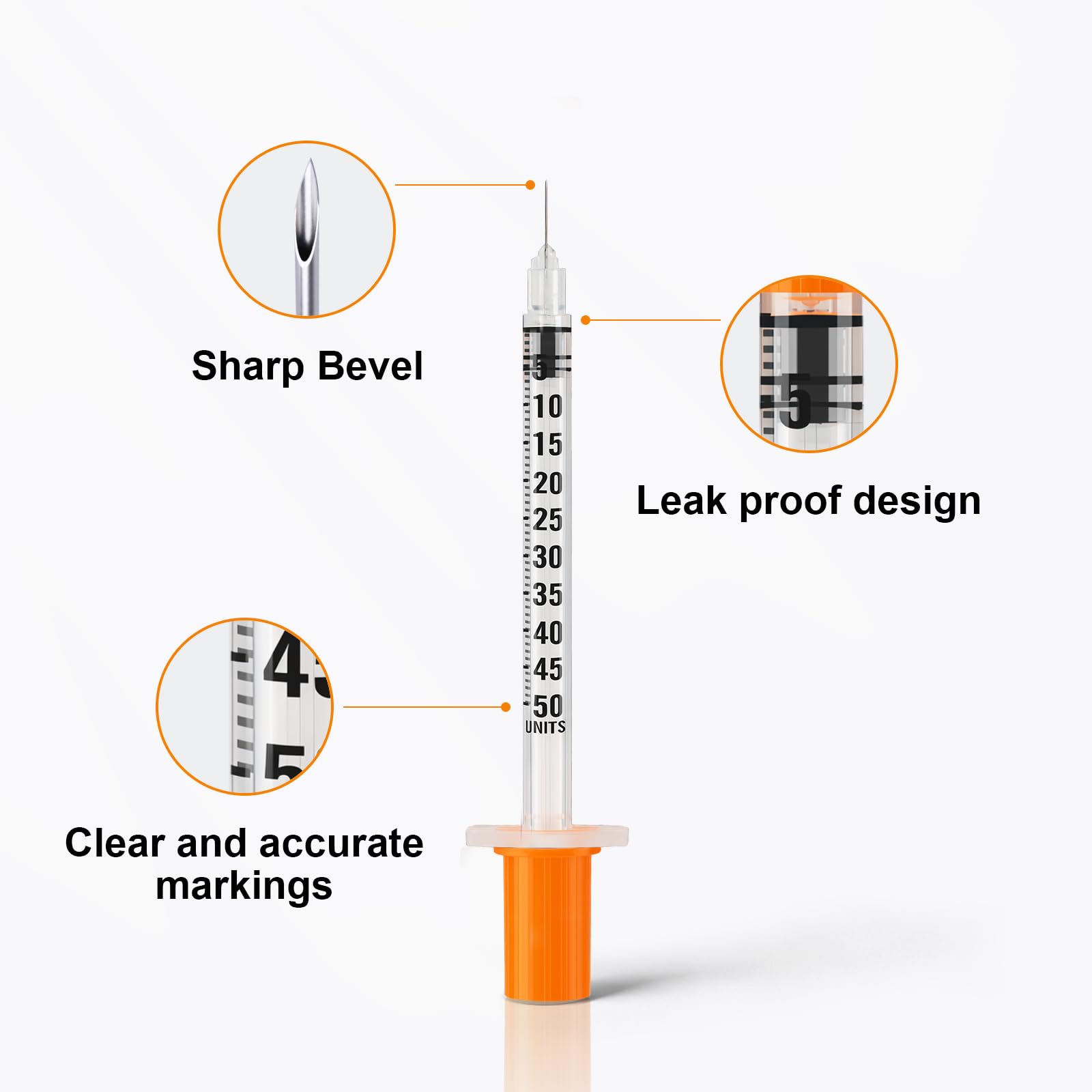 100 Pack 0.5ml/cc 30G 5/16Inch 8mm Syringes, Scientific Lab Syringes, Individual Package — Amazon image 4