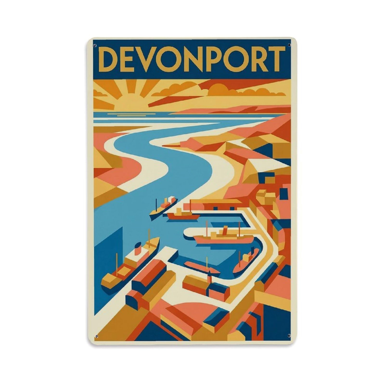 Travel Vintage Australia Devonport Metal Tin Sign