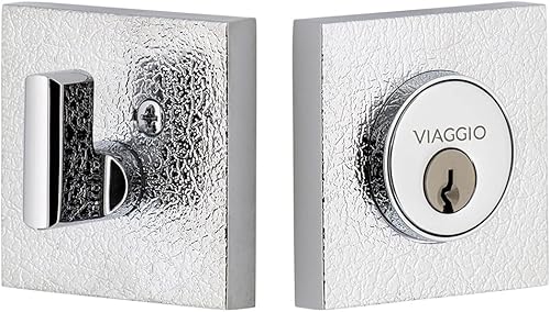 Vista 4 de Viaggio Quadrato Roseta de cuero 2-3/8" Backset Single Cylinder Cerrojo en negro satinado