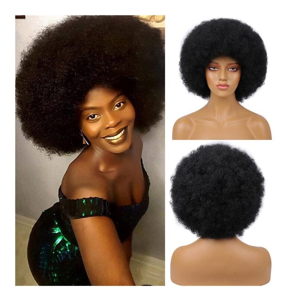 Cosplay Parrucche Parrucche Afro Anni '70 Per Donne Nere, Parrucca Afro Riccia Corta Soffice Rimbalzante Nera Parrucca Quotidiana