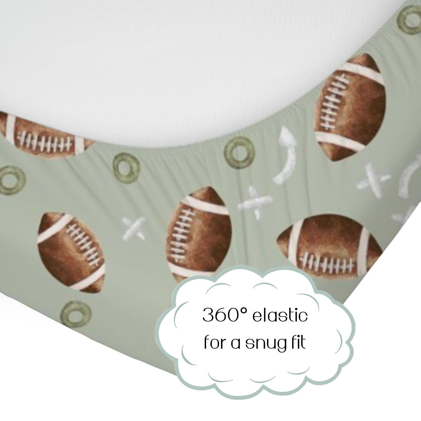 Sábana bajera ajustable estándar para cuna de fútbol americano, para niños pequeños, funda de colchón de fútbol verde, suave, transpirable, elástica, para decoración de guardería, regalo 2