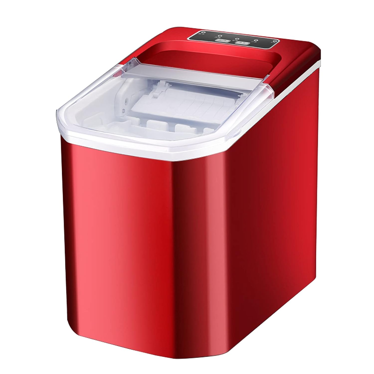 Compact Ice Maker Machine Countertop, Portable Ice Cube Maker Machine, Self-Cleaning Function Easy to Use Low Noise (Red) (Red)