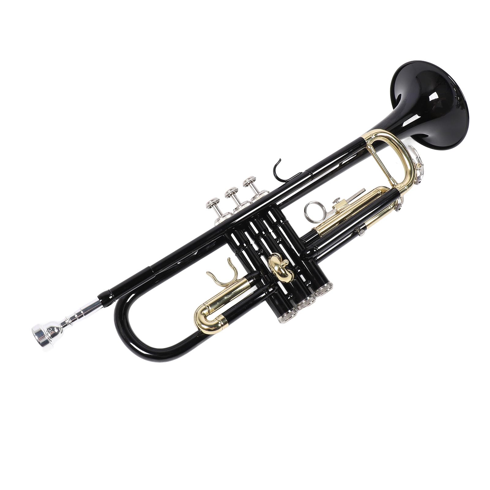Tromba in Sib Standard Nero con Custodia Rigida, Manico Nirvo, Bocchino 7C e Kit di Pulizia per Orchestra Bande Scolastiche Studenti