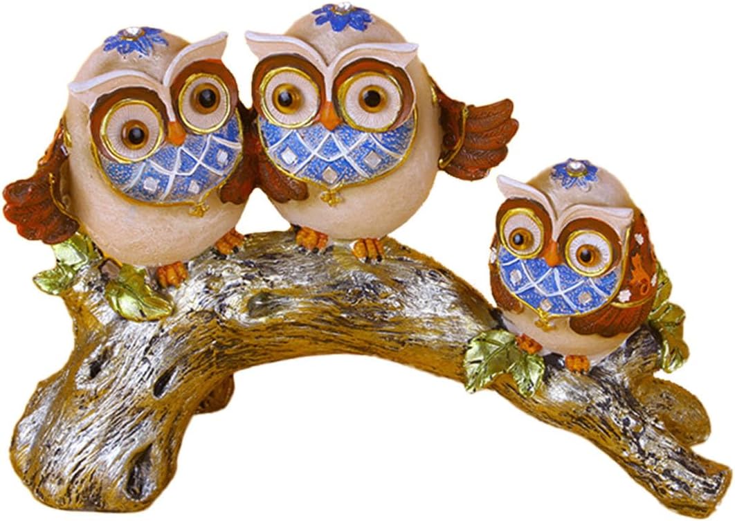Solucky Resin owl Decoration, owl Decoration Home Decoration, owl Figurine, Home Decoration owl Decoration for Home, Office, Gift for owl Lovers (E)