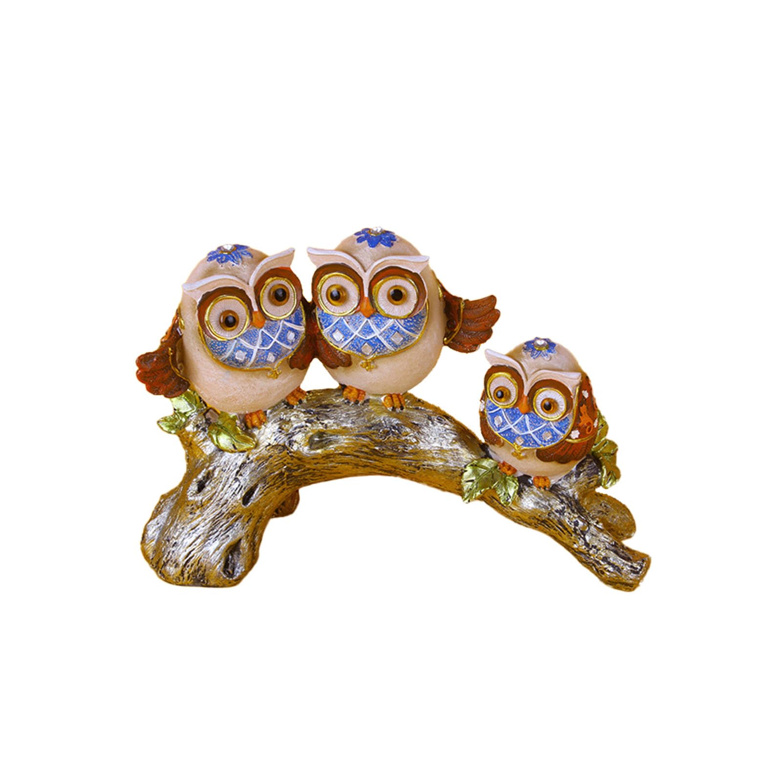 Solucky Resin owl Decoration, owl Decoration Home Decoration, owl Figurine, Home Decoration owl Decoration for Home, Office, Gift for owl Lovers (E)