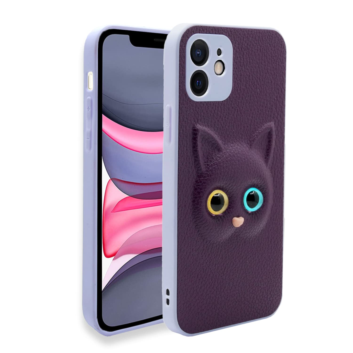 Pikkme Back Cover for Girls | Cute Cat Leather Finish | Soft TPU | Case for iPhone 11 (Purple) (B09KLSB1ML) Amazon Price History, Amazon Price Tracker
