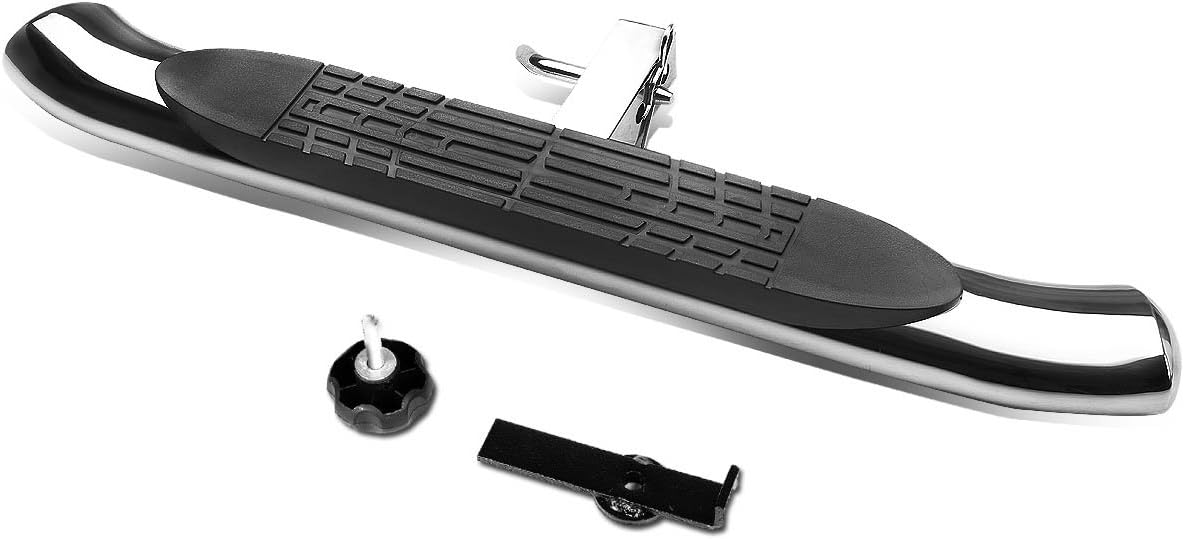 Auto Dynasty Universal 37 Inches x 4 Inches Chrome Oval Tube Tow Hitch Step Bar Board for 2 Inches Receiver Pickup Truck SUV Trailer