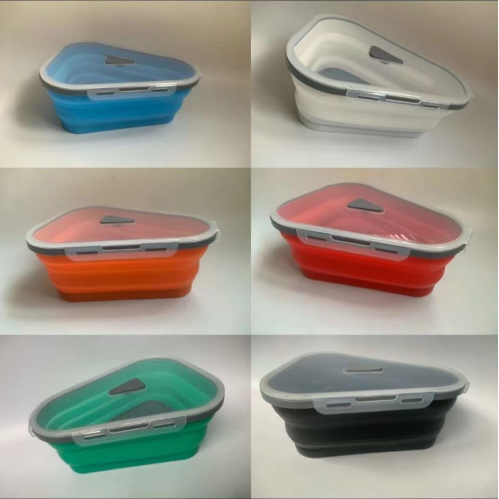 Pizzabox in silicone riutilizzabile pieghevole triangolare 25,2 cm x 19,2 cm x 10 cm