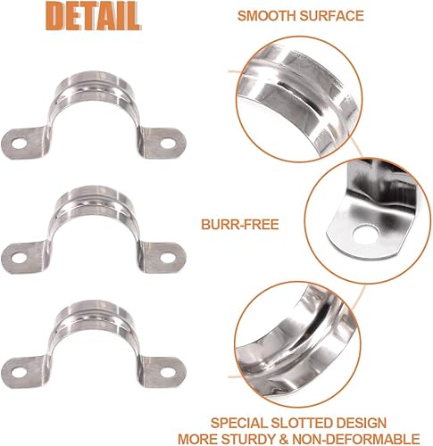 Miniatura 6 de Keadic 30 Uds M32 Dos Agujeros Correa U Soporte Tubo Correa Tensión Clips Acero Inoxidable Resistente Tubo Rígido Abrazadera