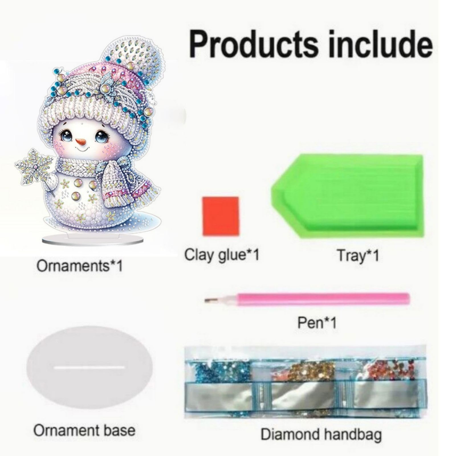 BAYUNOE 4Pcs DIY Diamond Art Painting Desktop Ornaments – Christmas Special Shape Crystal Diamonds, Handmade Decor With Base (Set Of 4)