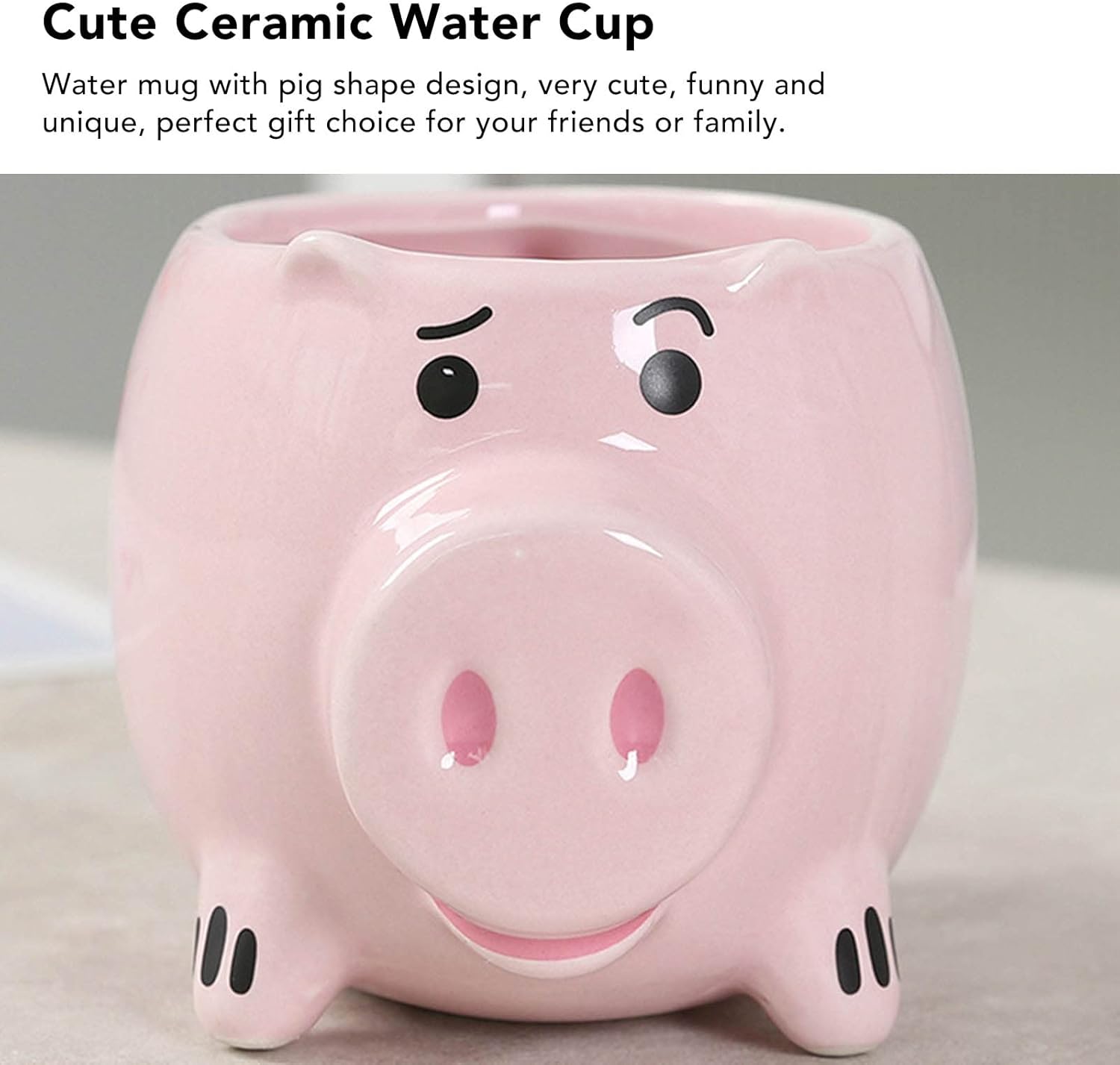 Pig Coffee Mug, 15oz Novelty Ceramic Pig Tea Milk Cup with Handle, Cute Pink Pig Cup Animal Mug for Women Men Christmas Birthday Gifts - Image 2