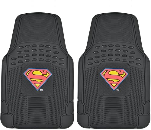 DC Comics - Juego de 3 alfombrillas de coche Superman, logotipo en goma resistente, se adapta a la mayoría de automóviles, camiones, camionetas, SUV