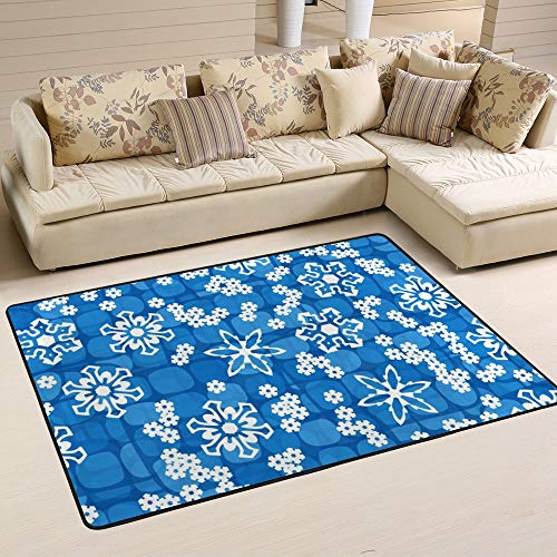 Tapis abstrait bleu Ruchen anti-glisse doux pour grand salon - 6