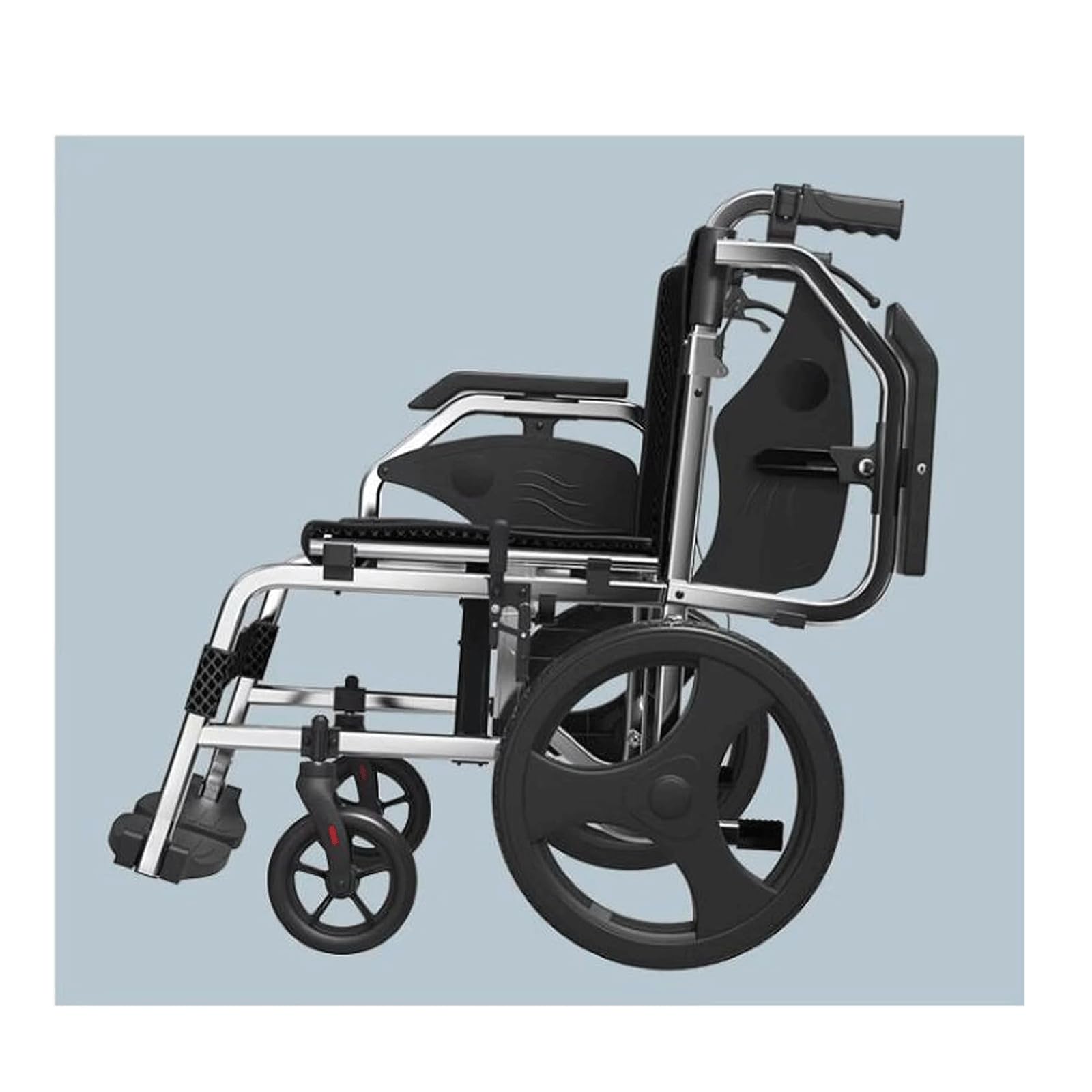 Sillas De Ruedas Silla De Ruedas Manual Ligera De Viaje Silla De Ruedas De Transporte De Aleación De Aluminio con Frenos De Mano Y Asiento Ergonómico Ligera