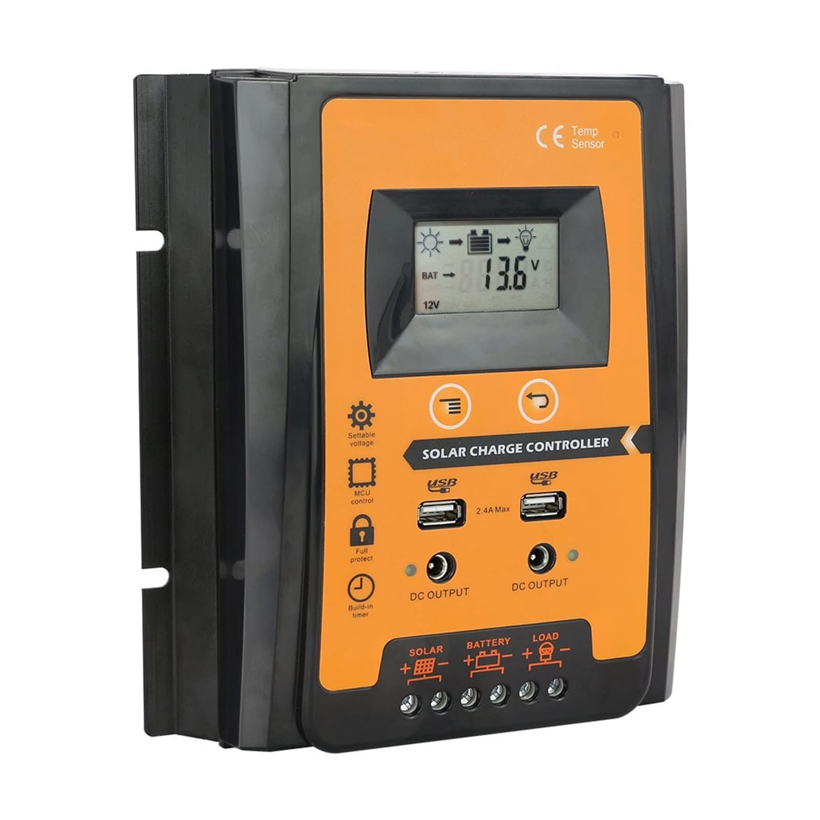 Regulator ładowania słonecznego, 30/50/7. 0A MPPT PWM. Kontroler ładowania słonecznego 12/24 V Dual USB. Regulator słoneczny z dużym LCD IP32 PV. Timer ładowania regulatora baterii(30A)