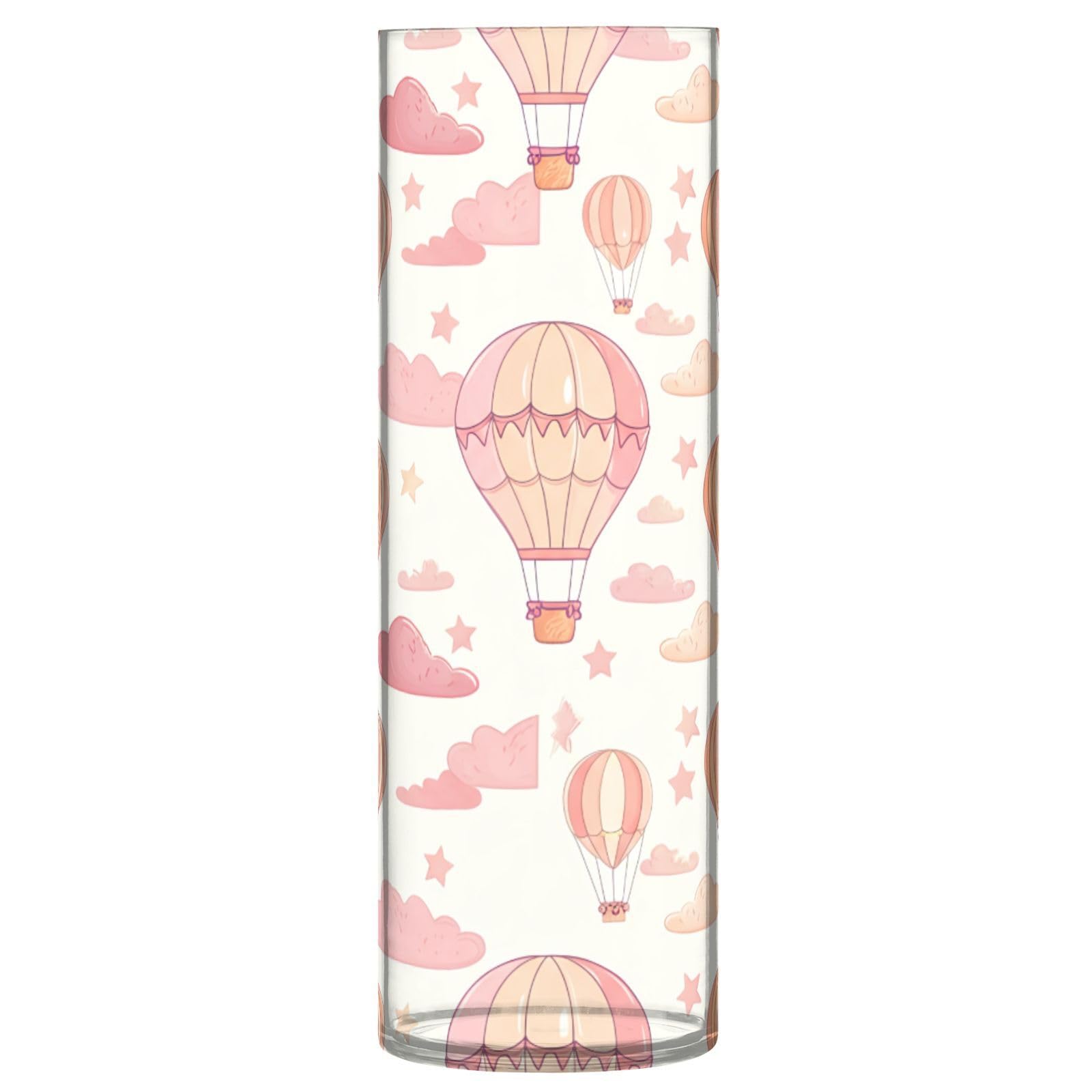 Vase en montgolfière transparent en verre stable pour étagère et table