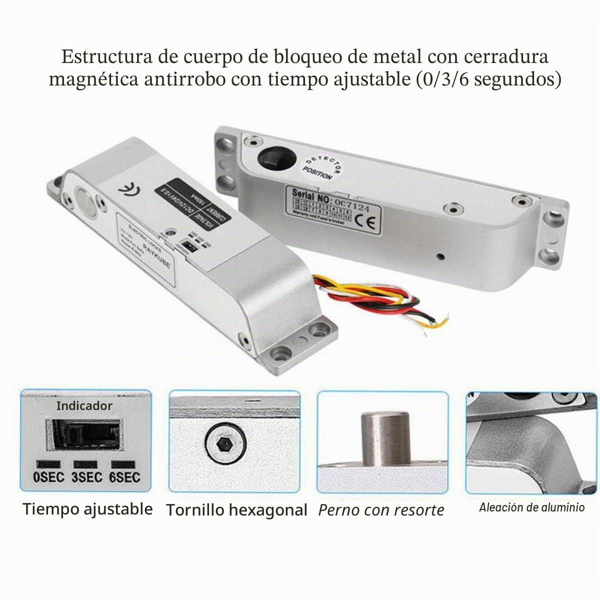 YAVIS Serratura Elettrica a Bloccaggio a Boccaggio DC 12V Fail Safe NC Modalità Serratura Elettronica per Controllo Accessi Sistema di Sicurezza con Ritardo