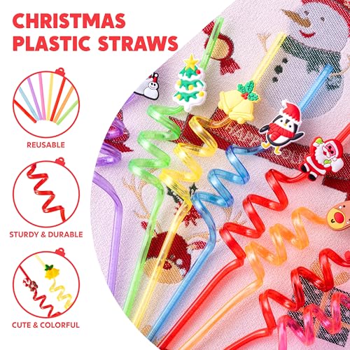 JOYIN 24 PCS Pitillos Plásticos Navideños Reutilizables miniatura 4