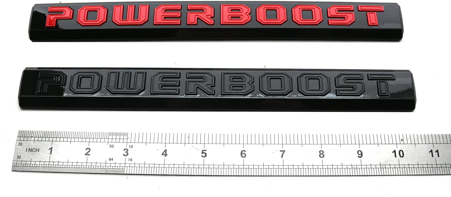 2pcs POWERBOOST Latter Emblem Left Door Badge Nameplate Replacement for 2019-2023 F-150 (Black)