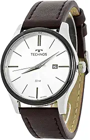 Relógio Analógico Technos Steel Masculino com Pulseira de Couro Marrom
