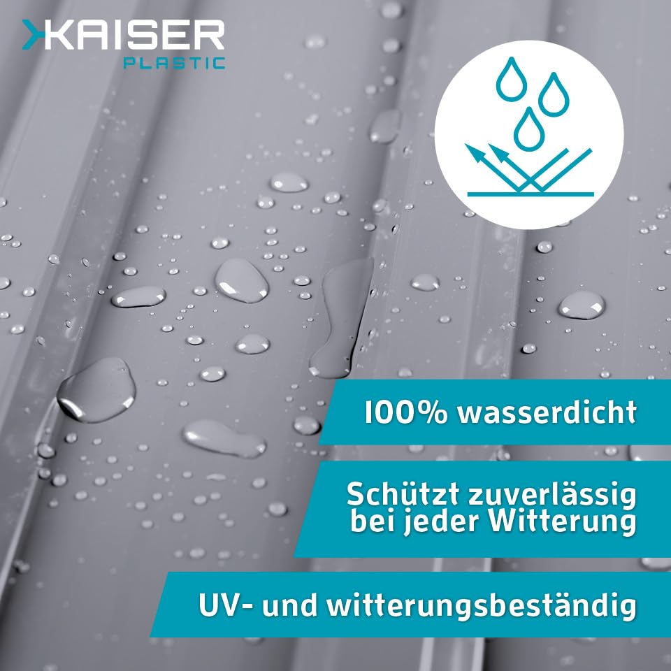 KAISER plastic® Wellplatten Grau | Wellplatten Dach, Welldach Kunststoff | Dachplatten wetterfest | Überdachung | Trapez 76/18 – 90 x 200 cm | 10 Stk.