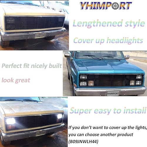 Miniatura 4 de Parrilla frontal negra para Chevy GMC Pickup Suburban Blazer Jimmy Phantom Billet 1981 82 83 84 85 86 1987 Chevy GMC Pickup Suburban Blazer Jimmy