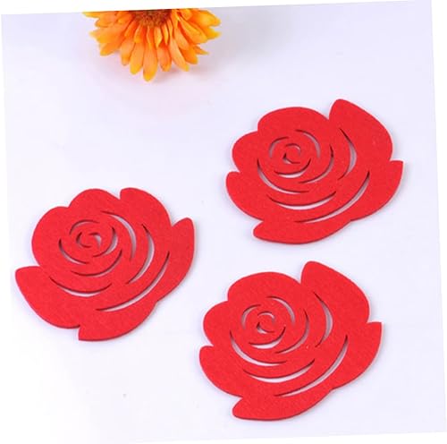 Miniatura 7 de PRETYZOOM Posavasos de moda con aislamiento térmico, posavasos con forma de rosa, no tejidos, tapete de copa, almohadillas para decoración de la