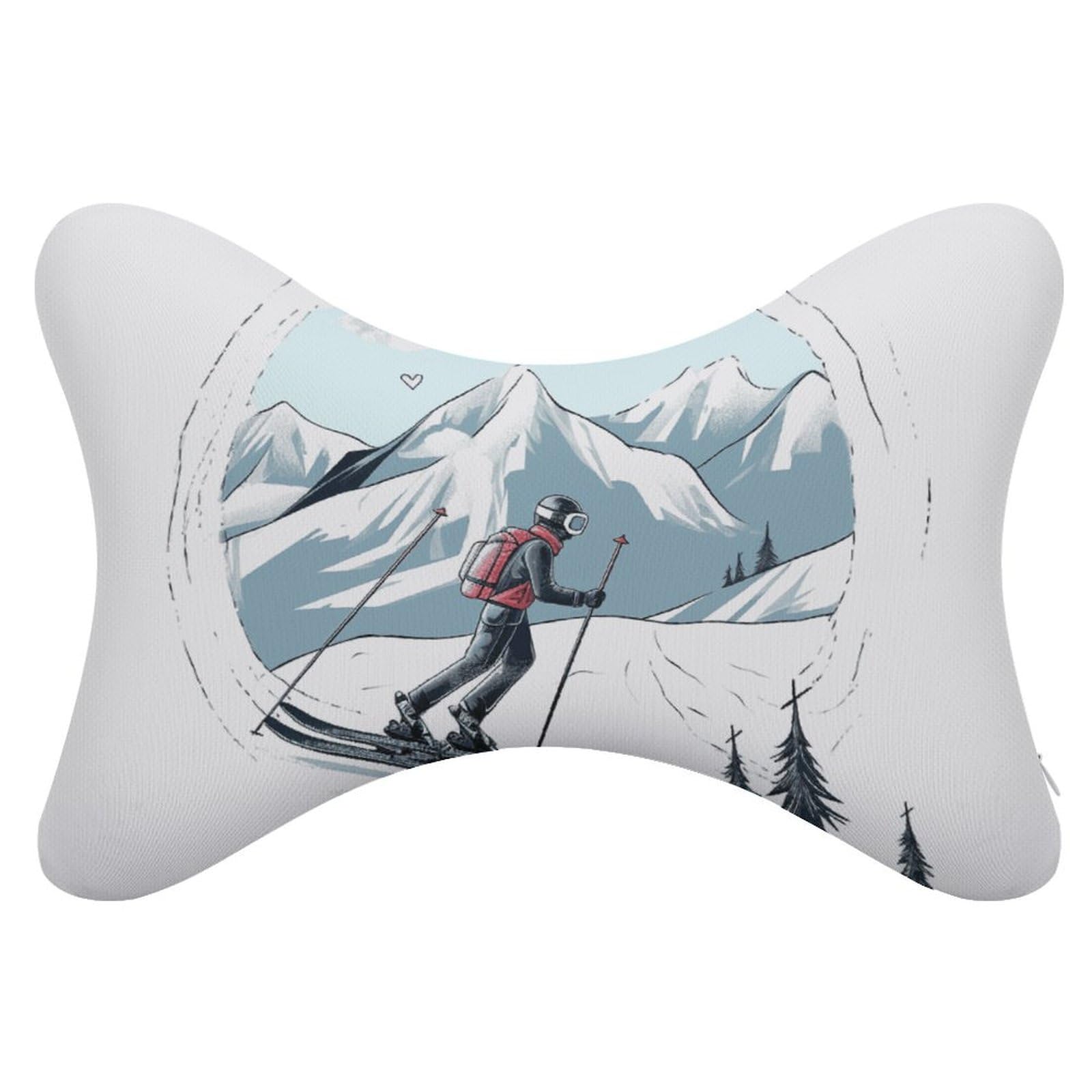 Adfgyerh Style Skiing Theme Pillow ，Memory Foam Pillow Core，Cushion,Provide Neck Support，Car Pillows For Travel Car Seats And Home Offices.