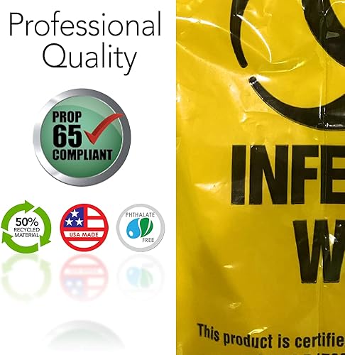 Miniatura 2 de RESILIA Bolsas de riesgo biológico – Para eliminación de residuos infecciosos, cumple con las normas DOT ASTM para uso hospitalario, aprobado por