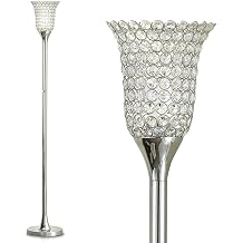 72" Belle Crystal Shade Torchiere Floor Lamp, Crystal Floor lamp, Modern Floor Lamp Polished Chrome