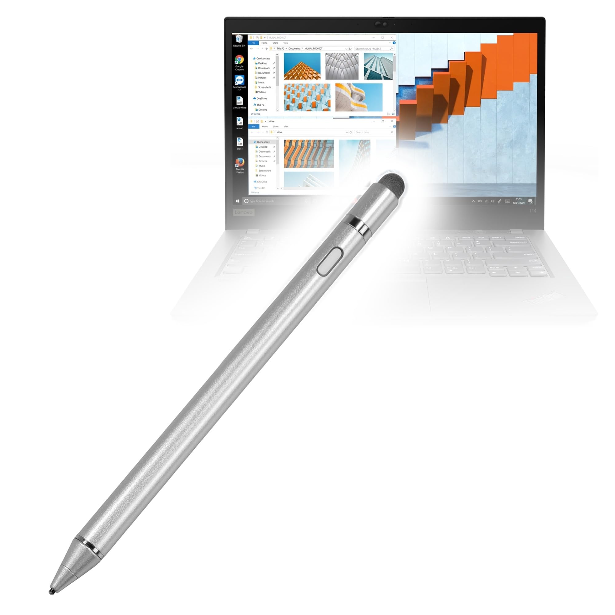 BoxWave AccuPoint - Pennino capacitivo compatibile con Lenovo ThinkPad T14 (20W0), stilo elettronico con punta ultra fine, colore: argento metallizzato