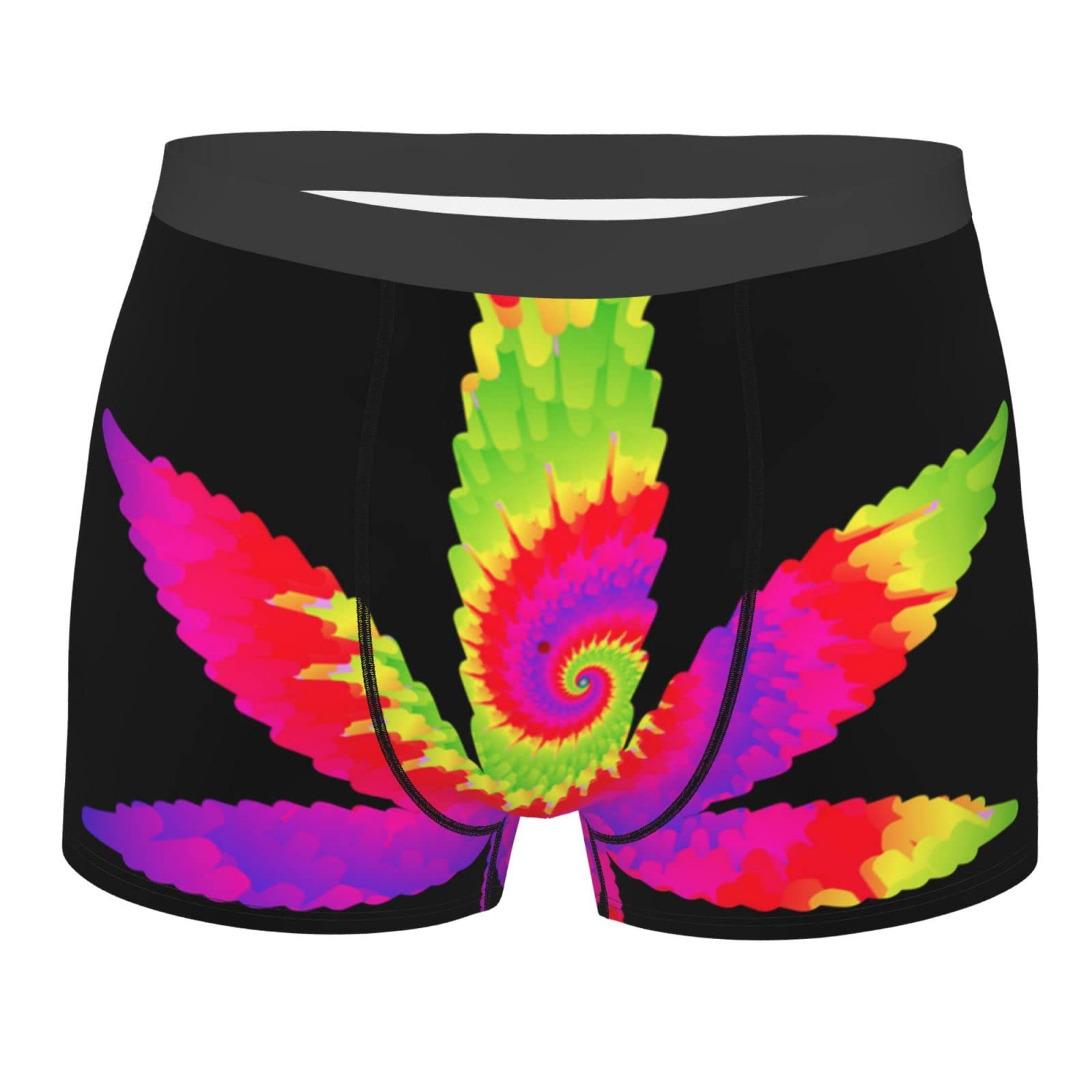 Anceky Men's As Pic Underwear Boxer Briefs Pouch Trunk Boxer Shorts, Tie Dye Psychedelic Weed Leaf