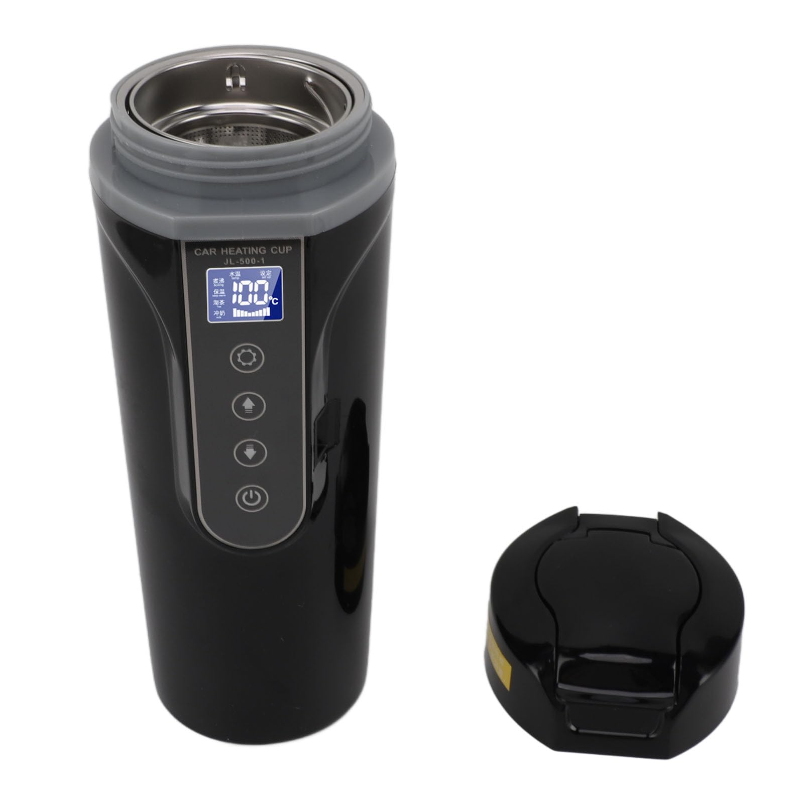 Hervidor Eléctrico para Coche con Pantalla Inteligente, Taza | 12 V/24 V para Todos los Vehículos, Acero Inoxidable 304, Calienta Agua para café o té en Viajes por Carretera