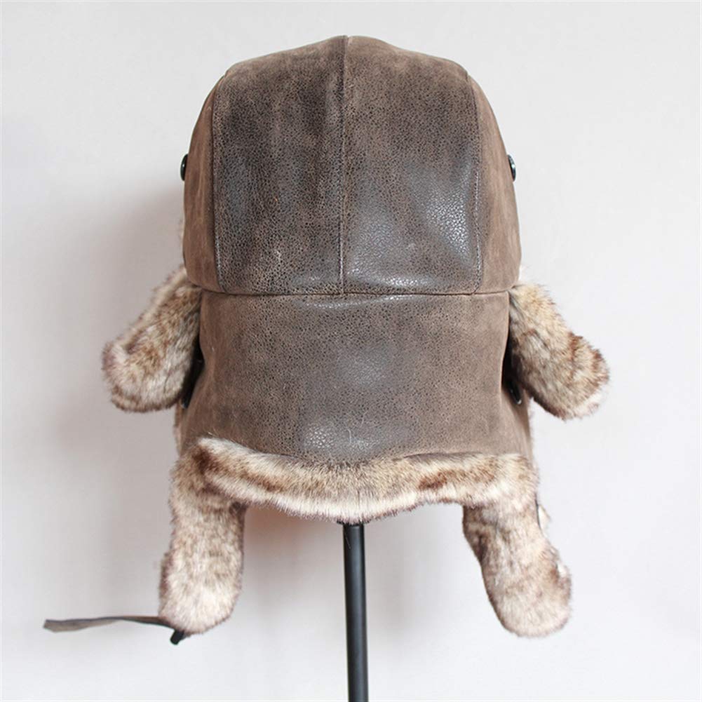 SK Studio Chapka Chapeau Trappeur Aviateur en Faux Cuir Fausse Fourrure Trapper Earflap Chasse Casquette Adulte pour Homme et Femme