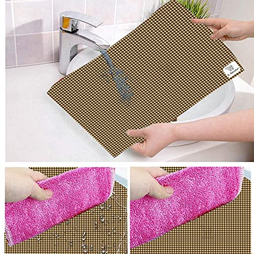 Image of Polyester Fridge Top Cover with Side Pockets & Set of 4 Refrigerator Mats | 3-Layered Washable Dustproof Kitchen Covers (Check Brown, Cover:- 39x21 Inch, Mat:- 17.5x11.5 inch)