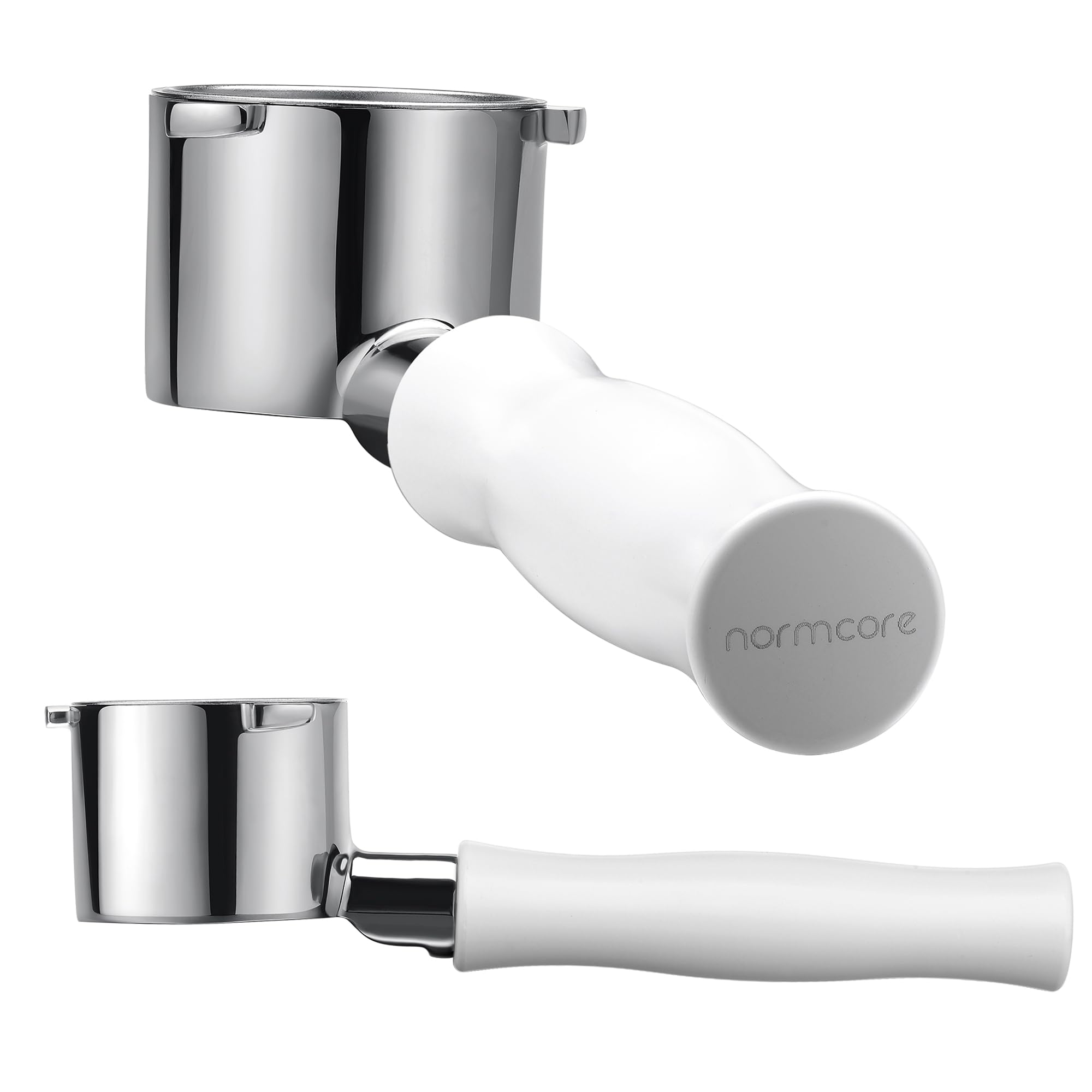 Normcore 51mm Bottomless Portafilter for DeLonghi La Specialista, 3-Ear Naked Espresso Tool with White Anodized Handle for EC9155 9335 9355 9665 EC9335, 23-25g Barista Basket Included