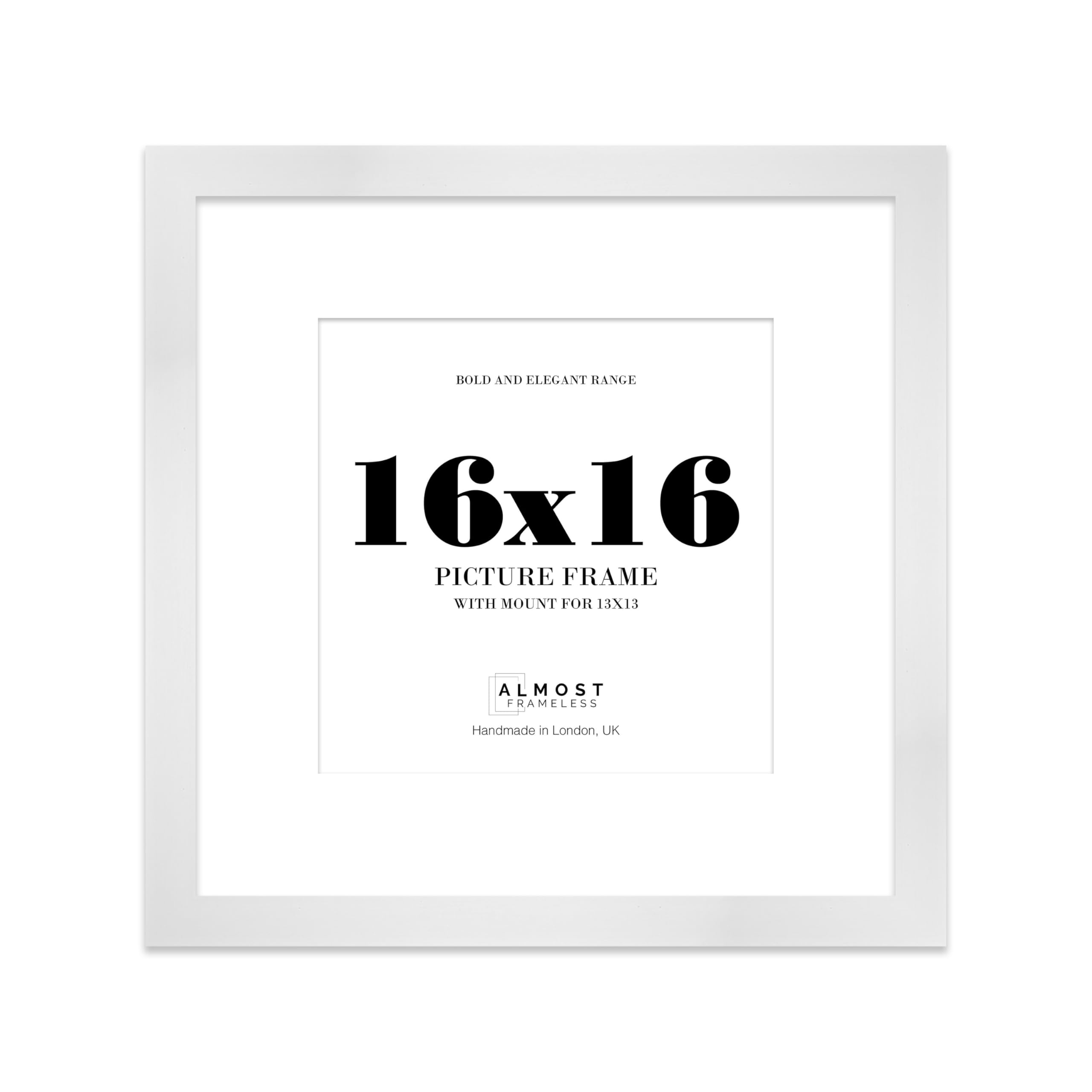 16x16 White Square Frame With Mount for 13x13 Pictures 28mm Edge Frame Display with Wall Hooks, 1 Pack โ image 1