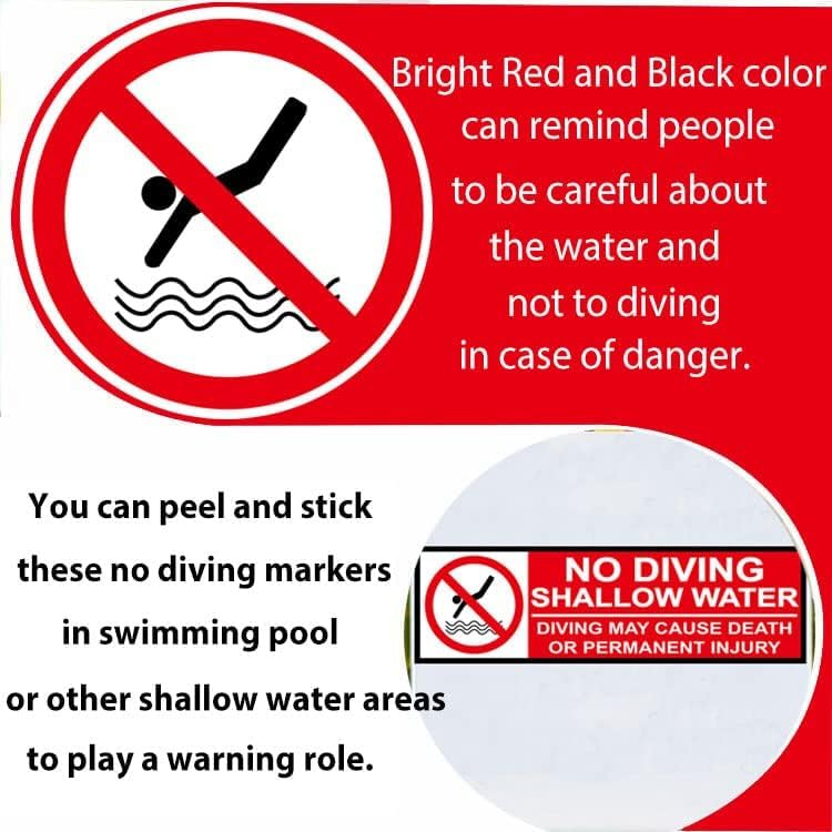 6 adhesivos No Diving para piscina 3x10 pulgadas miniatura 3