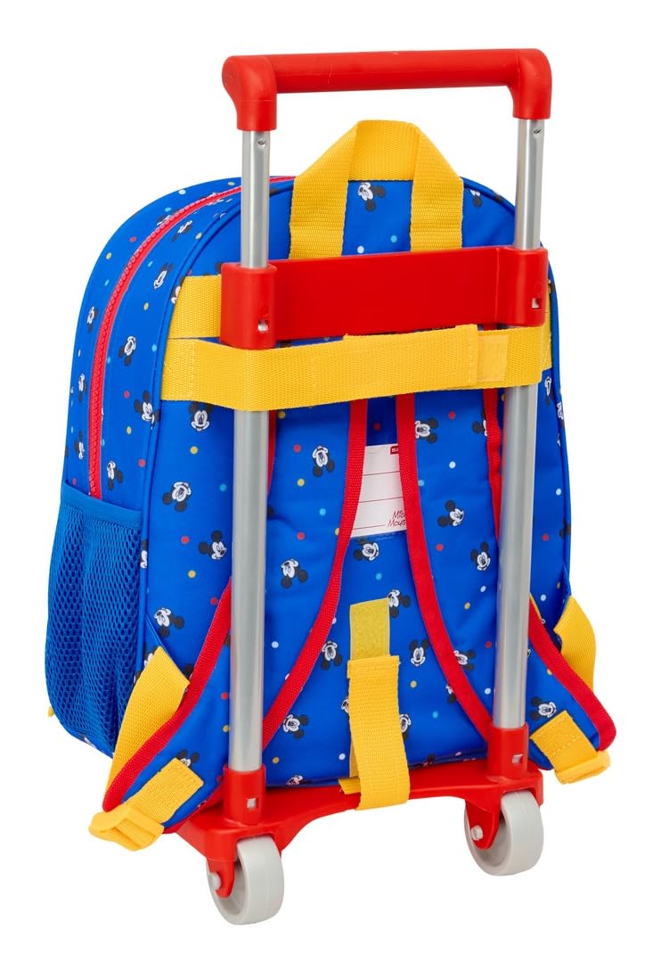 safta MICKEY MOUSE GOOD DAY - Zaino per bambini con carrello 705, ideale per bambini di diverse età, comodo e versatile, qualità e resistenza, 28 x 10 x 34 cm, blu, M, Casual