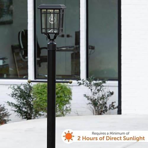 Miniatura 2 de Gama Sonic Lámpara de luz solar para exteriores, 15.75 pulgadas de altura, se monta en poste, muelle o pared lámpara solar de aluminio y vidrio,