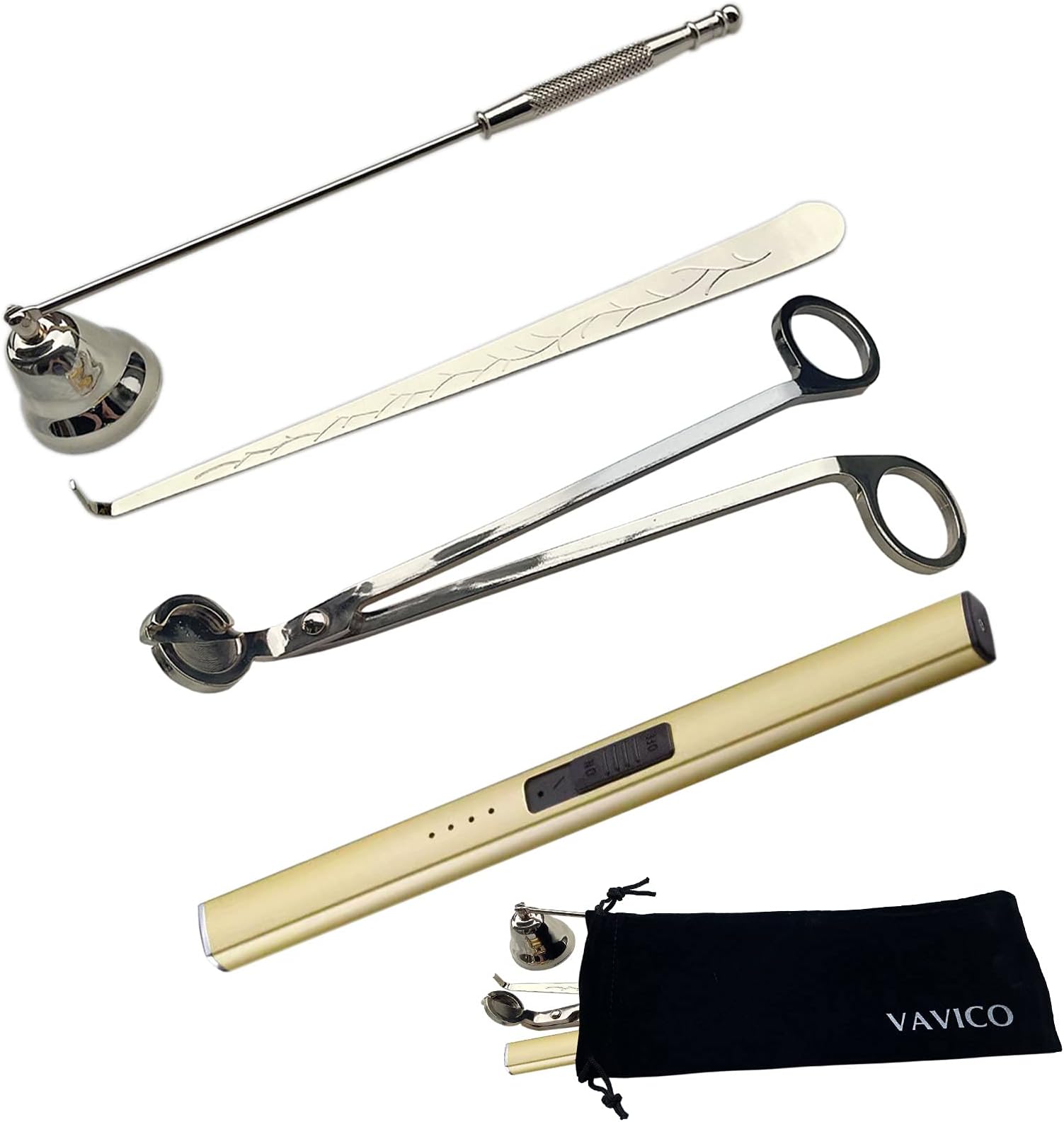 VAVICO Candle Wick Trimmer Snuffer Arc Lighter Set Candle Care Kit Electric Plasma
